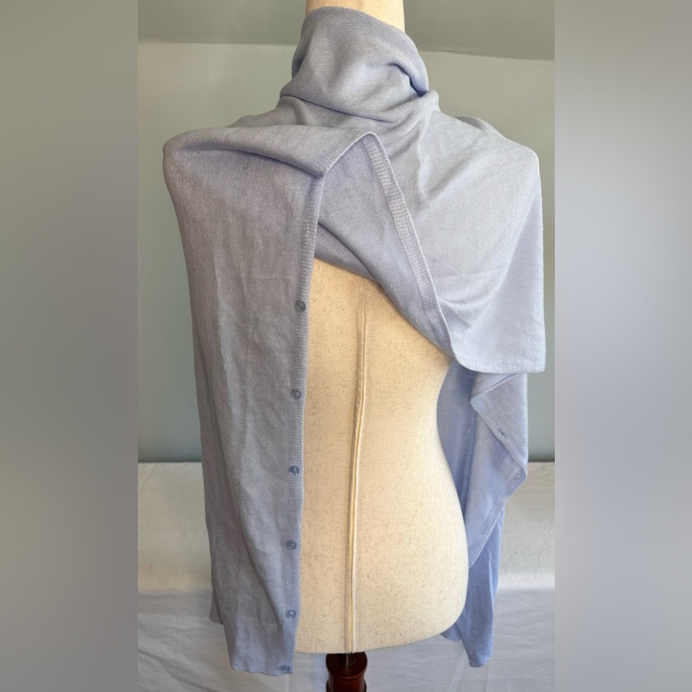 Convertible Light Blue Wrap by Noelle: Shawl Vest Poncho Scarf - Picture 6 of 10